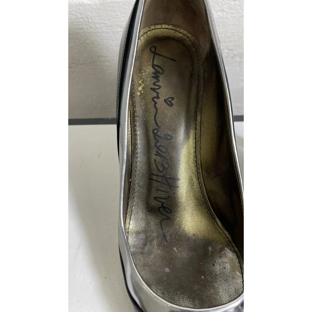 Lanvin Black Silver Pointed Toe Stiletto Pump Heels Womens 41 EU/8 US Italy Made